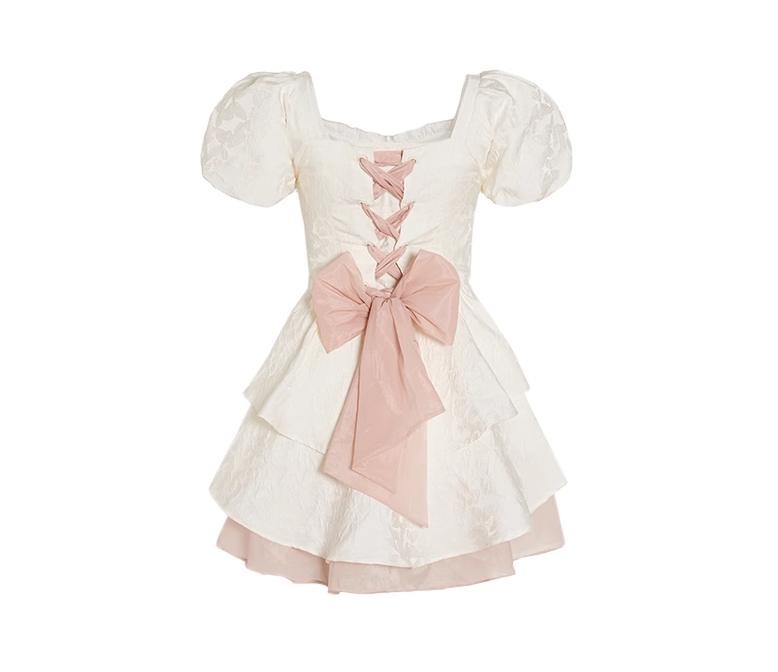 Pure sweet and spicy style waist bow dress high-end princess dress R0007
