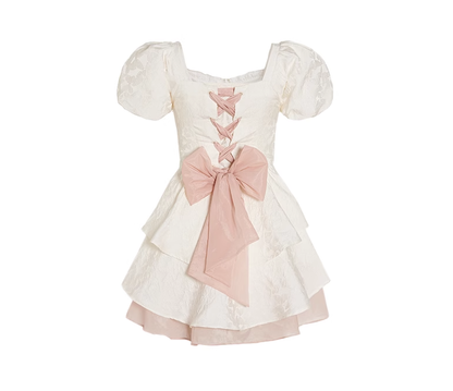 Pure sweet and spicy style waist bow dress high-end princess dress R0007