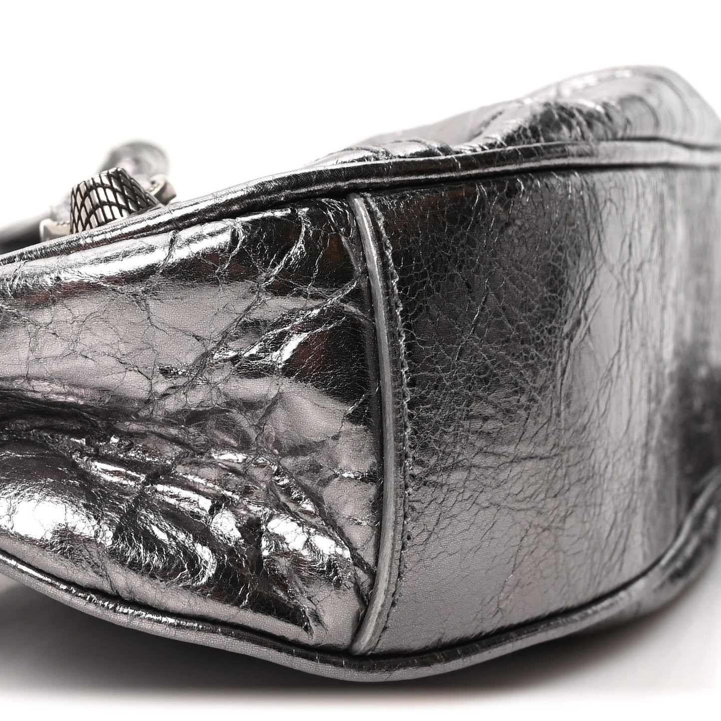 Metallic Agneau Arena Le Cagole Shoulder Bag XS Silver