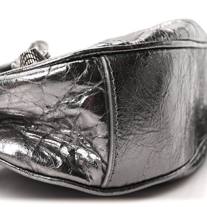 Metallic Agneau Arena Le Cagole Shoulder Bag XS Silver