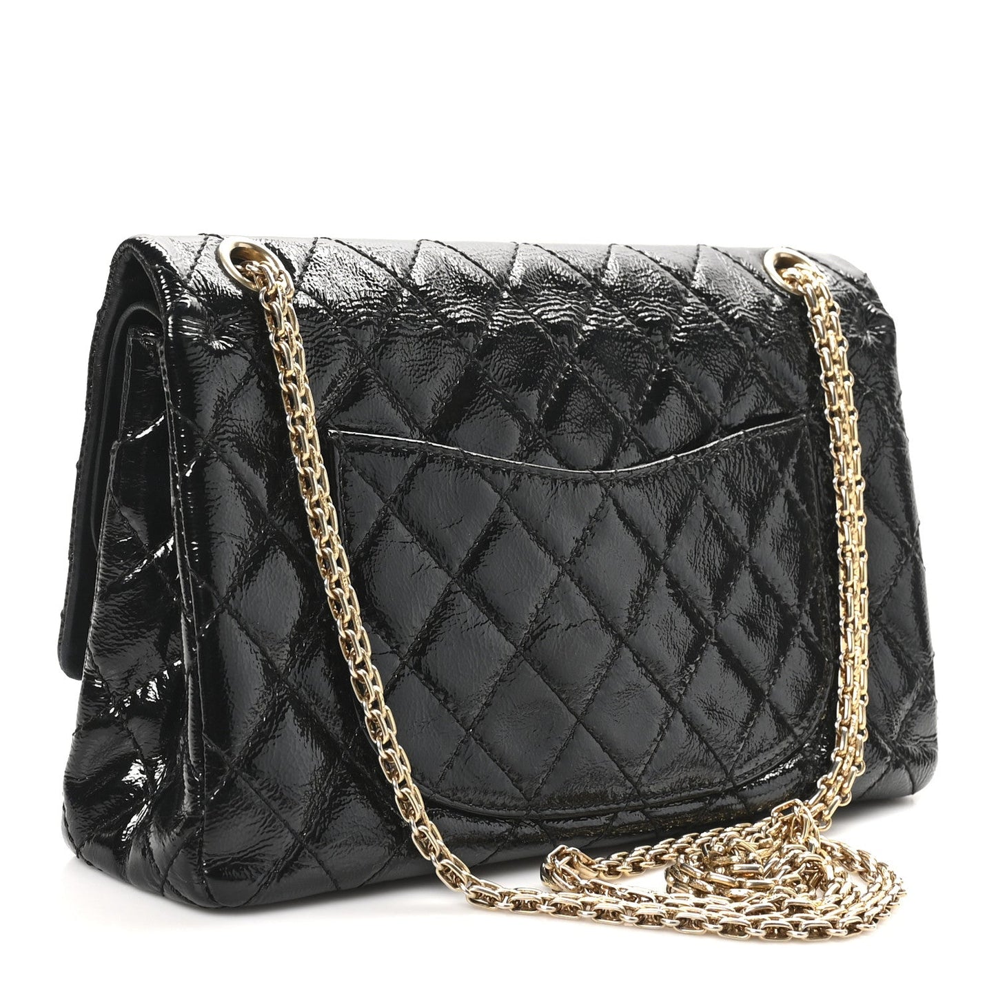 Distressed Patent Quilted 2.55 Reissue 226 Flap Black