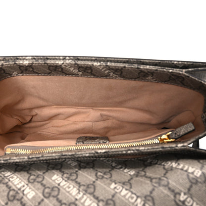 X BALENCIAGA GG Supreme Monogram Logo Print Horsebit 1955 Shoulder Bag Beige Ebony
