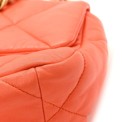 Goatskin Quilted Medium Chanel 19 Flap Orange
