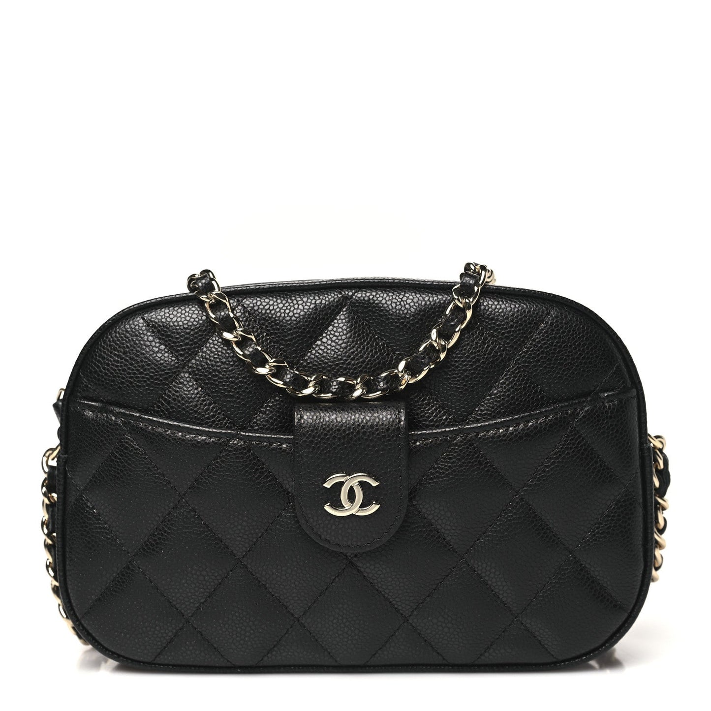 Caviar Quilted Chain Camera Bag Black