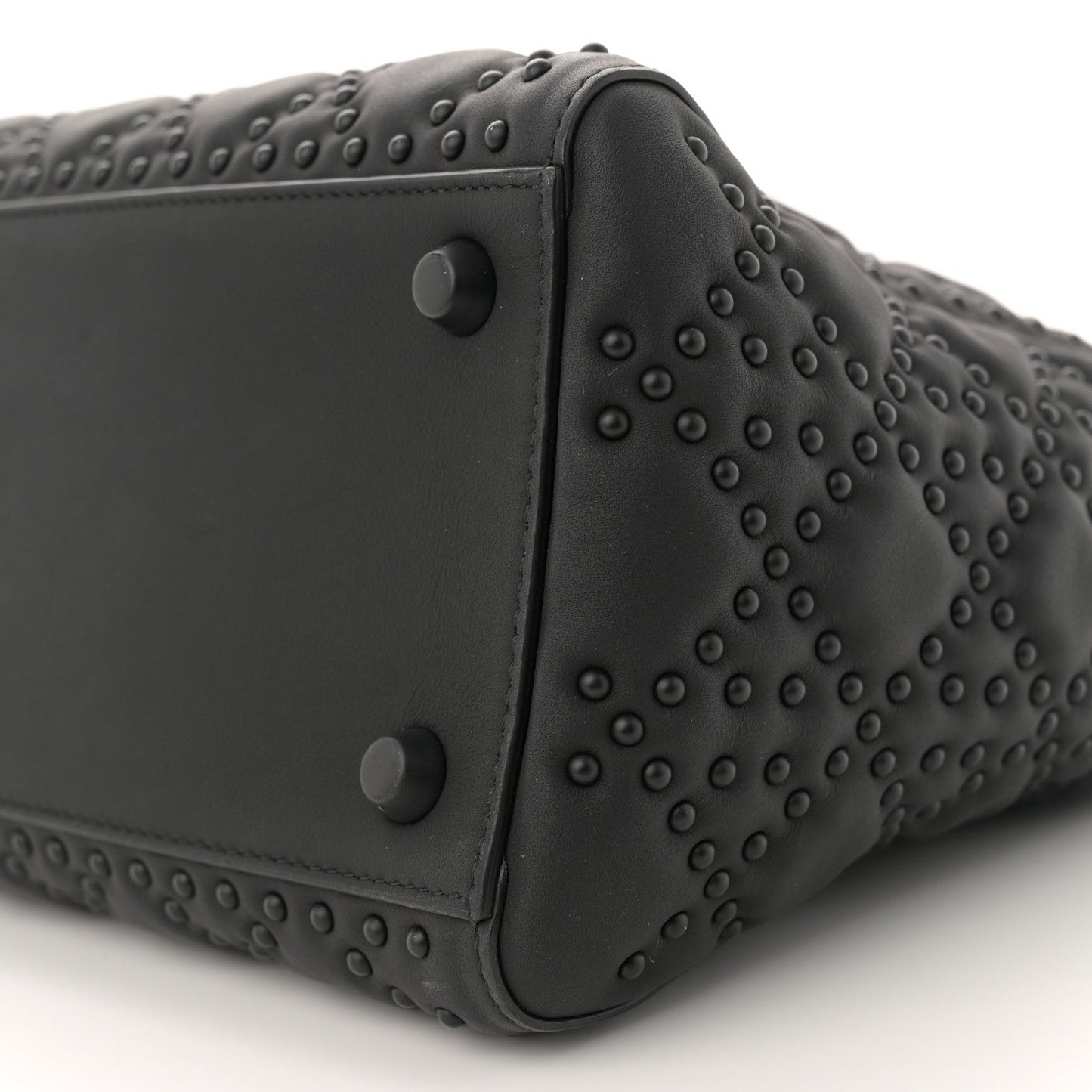 Matte Calfskin Cannage Studded Medium Supple Lady Dior Ultra Black