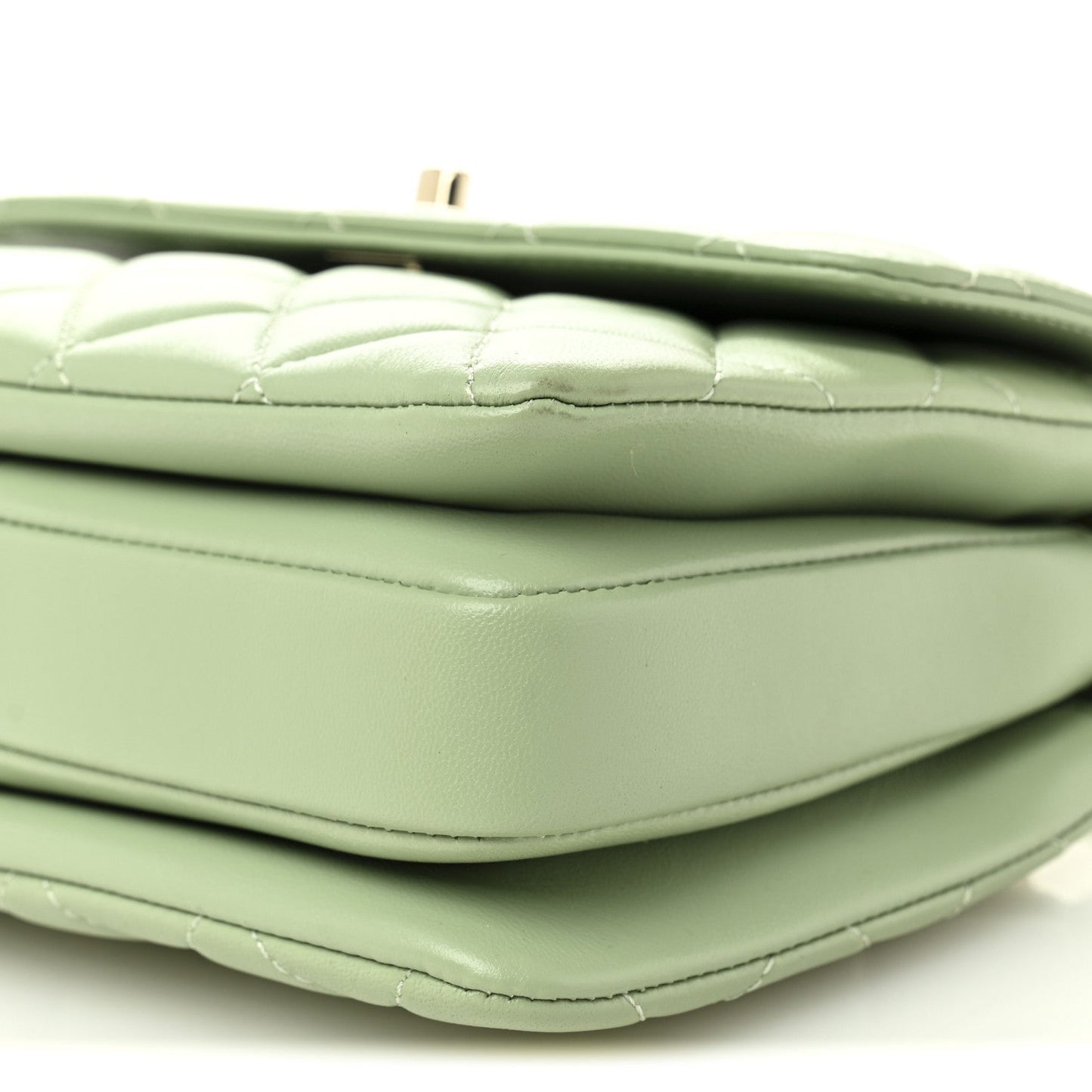 Lambskin Lacquered Quilted Mini Trendy CC Dual Handle Flap Bag Light Green