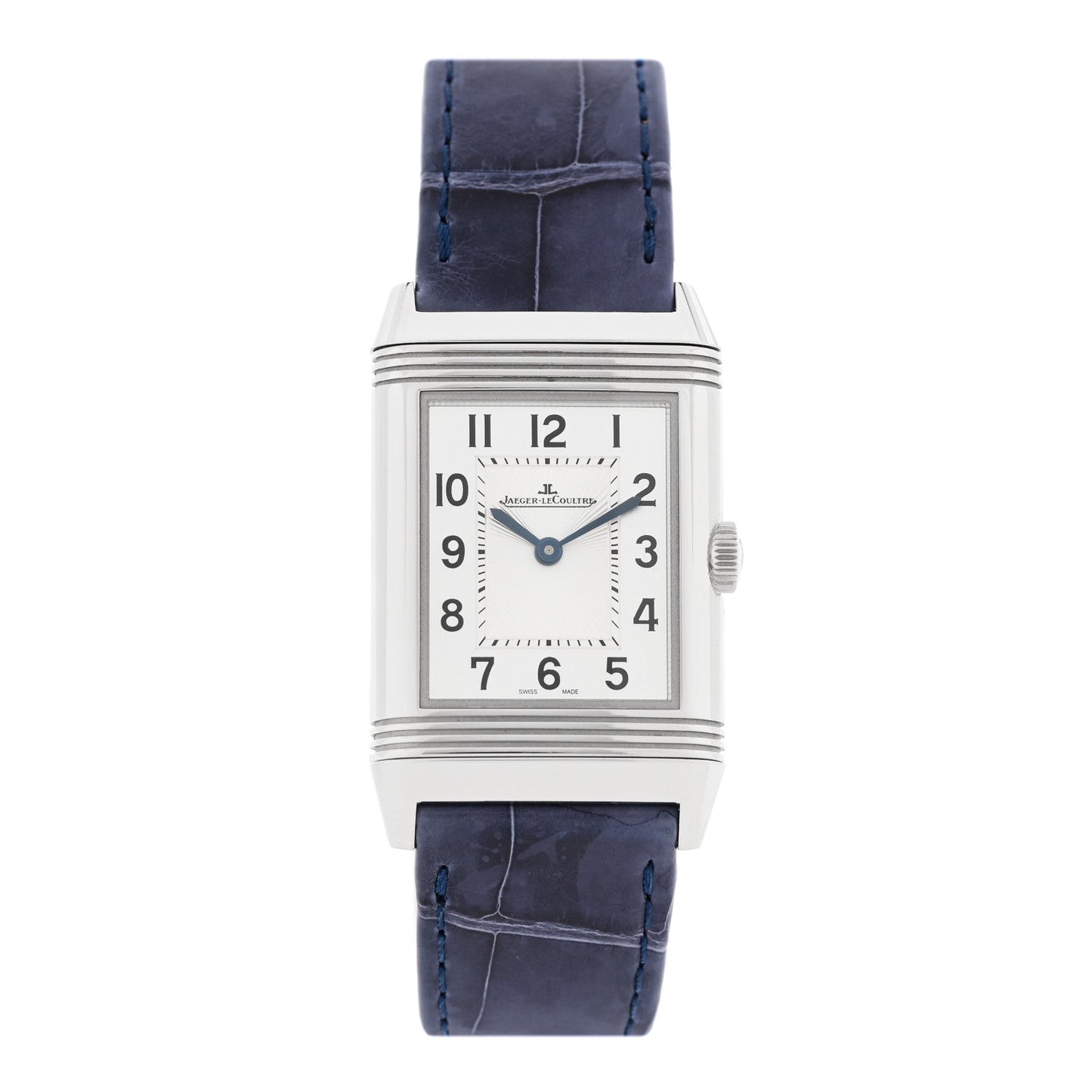 Stainless Steel Alligator Diamond 24mm Reverso Classic Duetto Manual Winding Watch Silver Q2588422