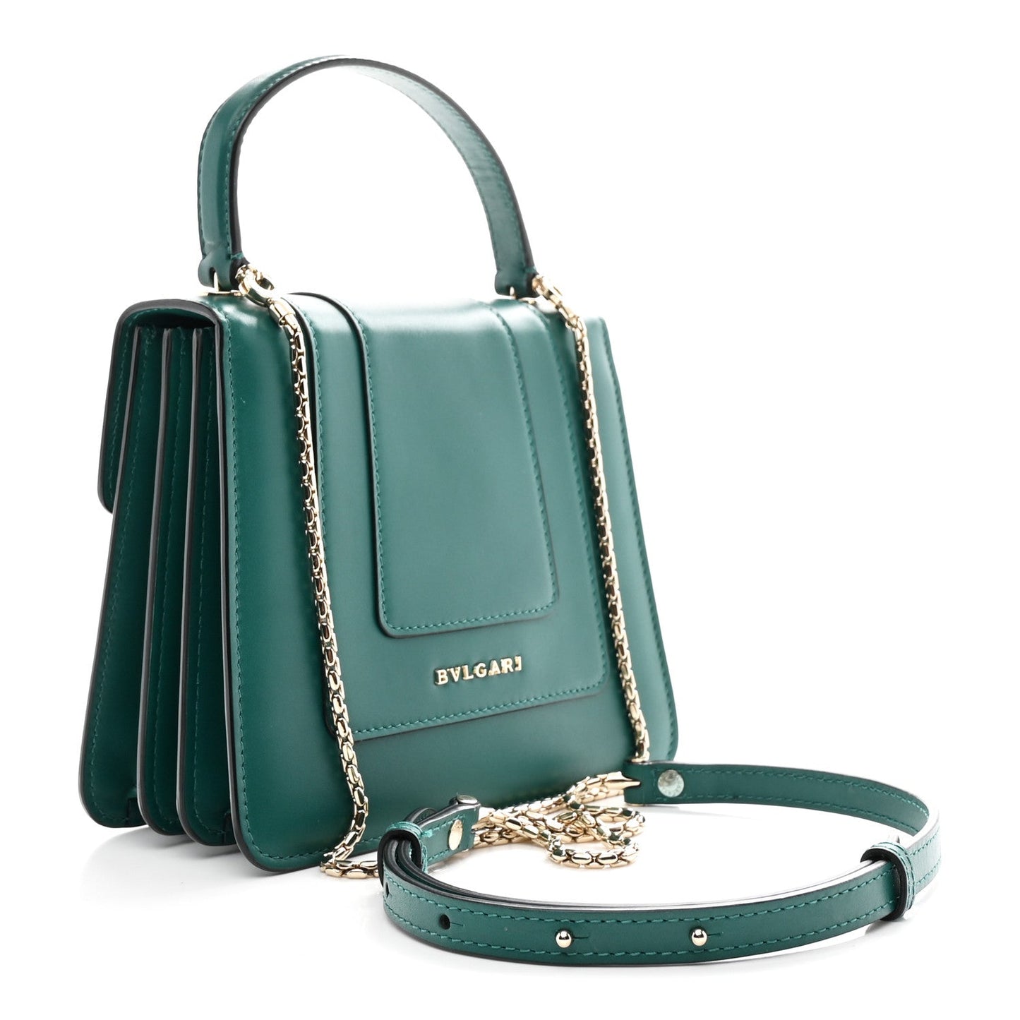 Calfskin Serpenti Forever Top Handle Emerald Green
