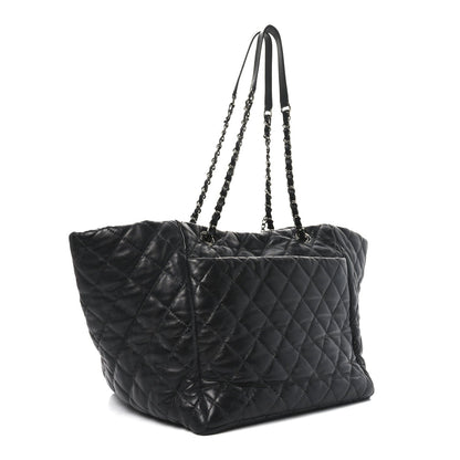 Lambskin Quilted Week End on Mars Tote Black