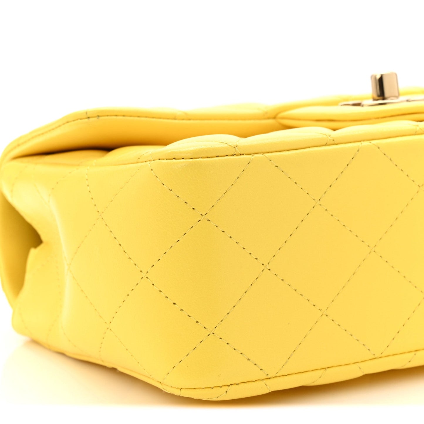 Lambskin Quilted Mini Rectangular Flap Yellow