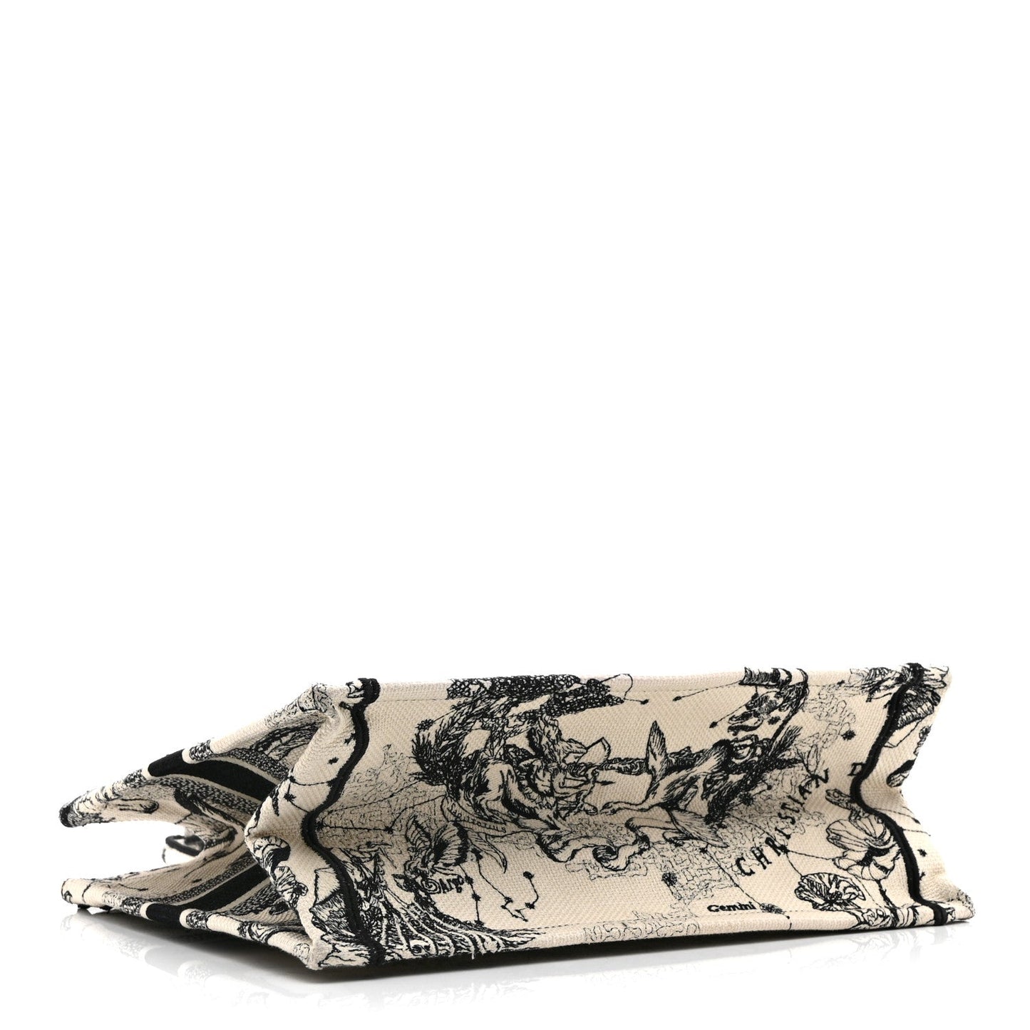 Canvas Zodiac Toile De Jouy Embroidered Medium Book Tote Latte