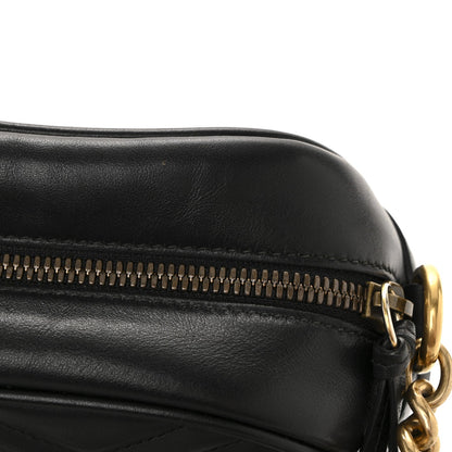 Calfskin Matelasse Small GG Marmont Chain Shoulder Bag Black