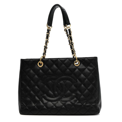 Caviar Quilted Grand Shopping Tote GST Black