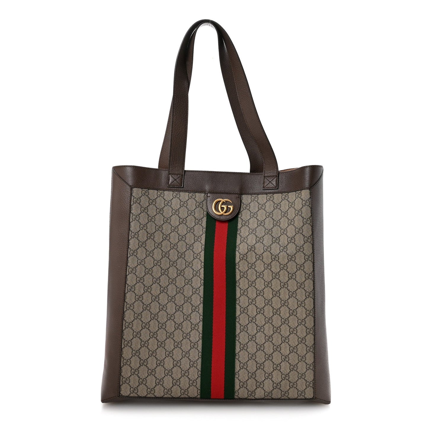 GG Supreme Monogram Web Large Ophidia Vertical Shopping Tote Brown