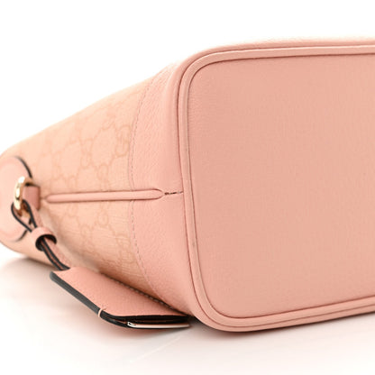 GG Supreme Monogram Textured Dollar Calfskin Web Small Ophidia Bucket Shoulder Bag Rose Pink