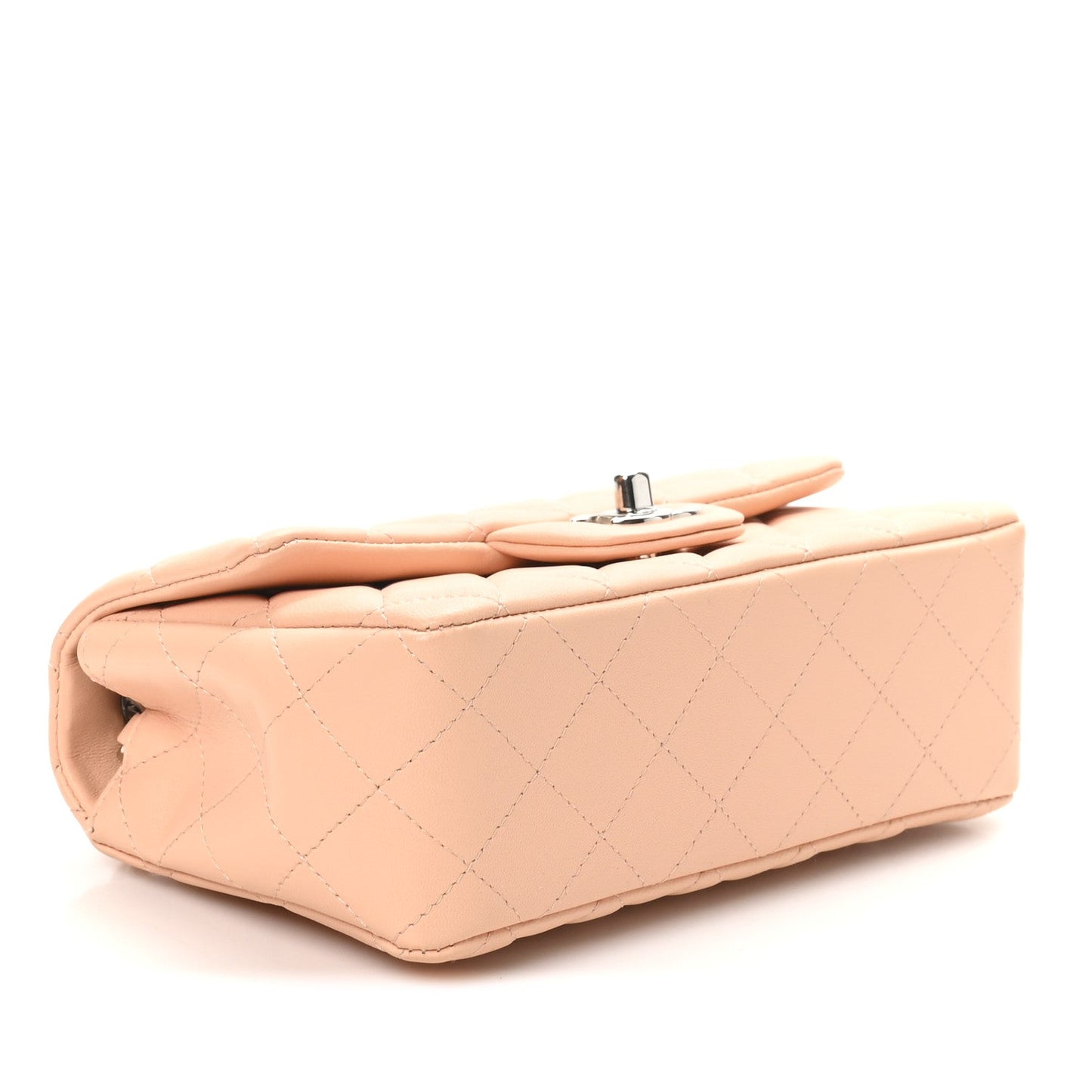 Lambskin Quilted Mini Rectangular Flap Light Pink