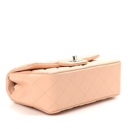 Lambskin Quilted Mini Rectangular Flap Light Pink