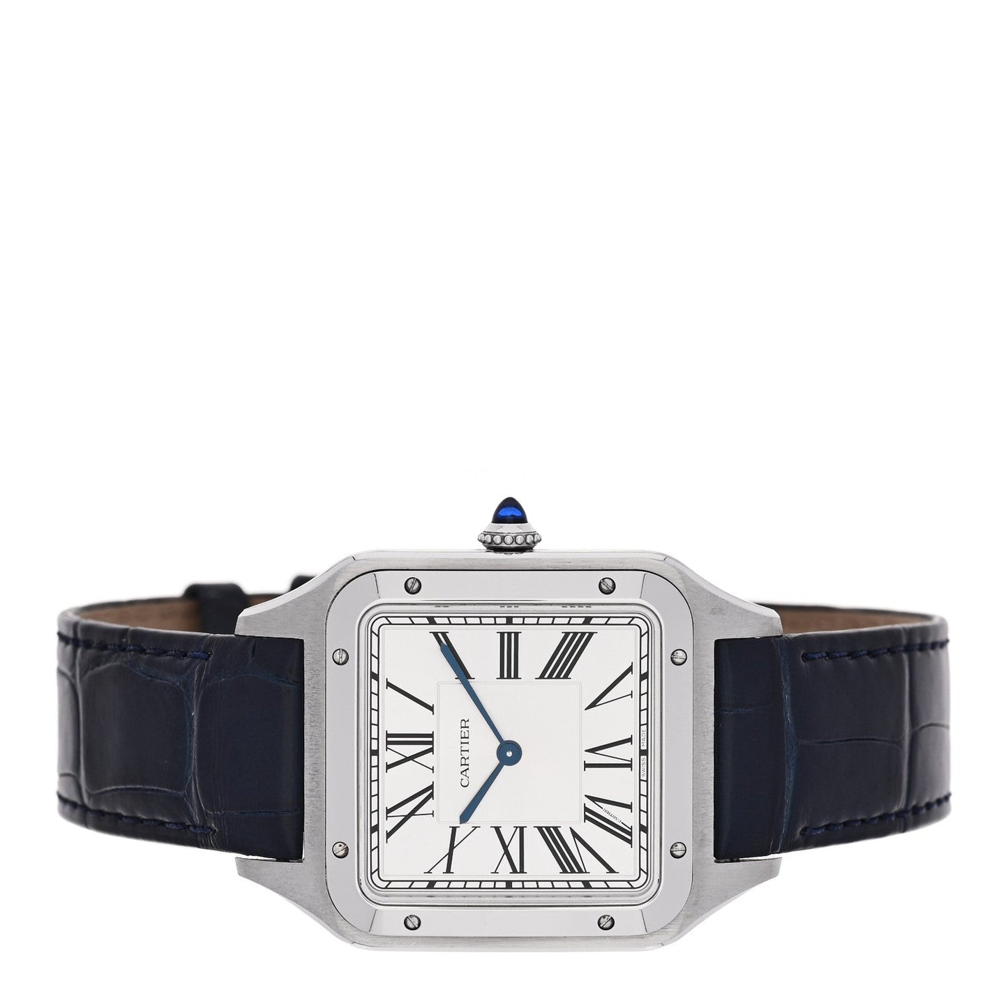 Stainless Steel Alligator 33.9mm Santos Dumont Manual Winding Watch