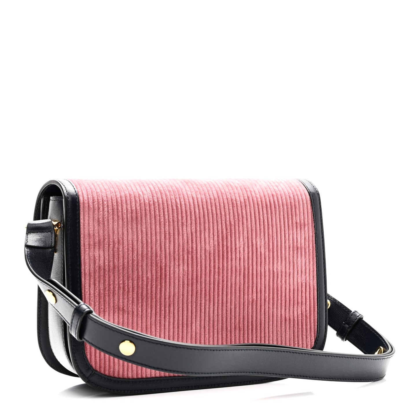 Lanzo Stretch Cord Azalea Calfskin Horsebit 1955 Shoulder Bag Lipstick Rose Blue