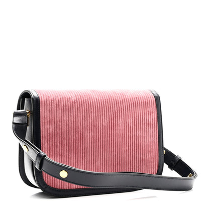 Lanzo Stretch Cord Azalea Calfskin Horsebit 1955 Shoulder Bag Lipstick Rose Blue