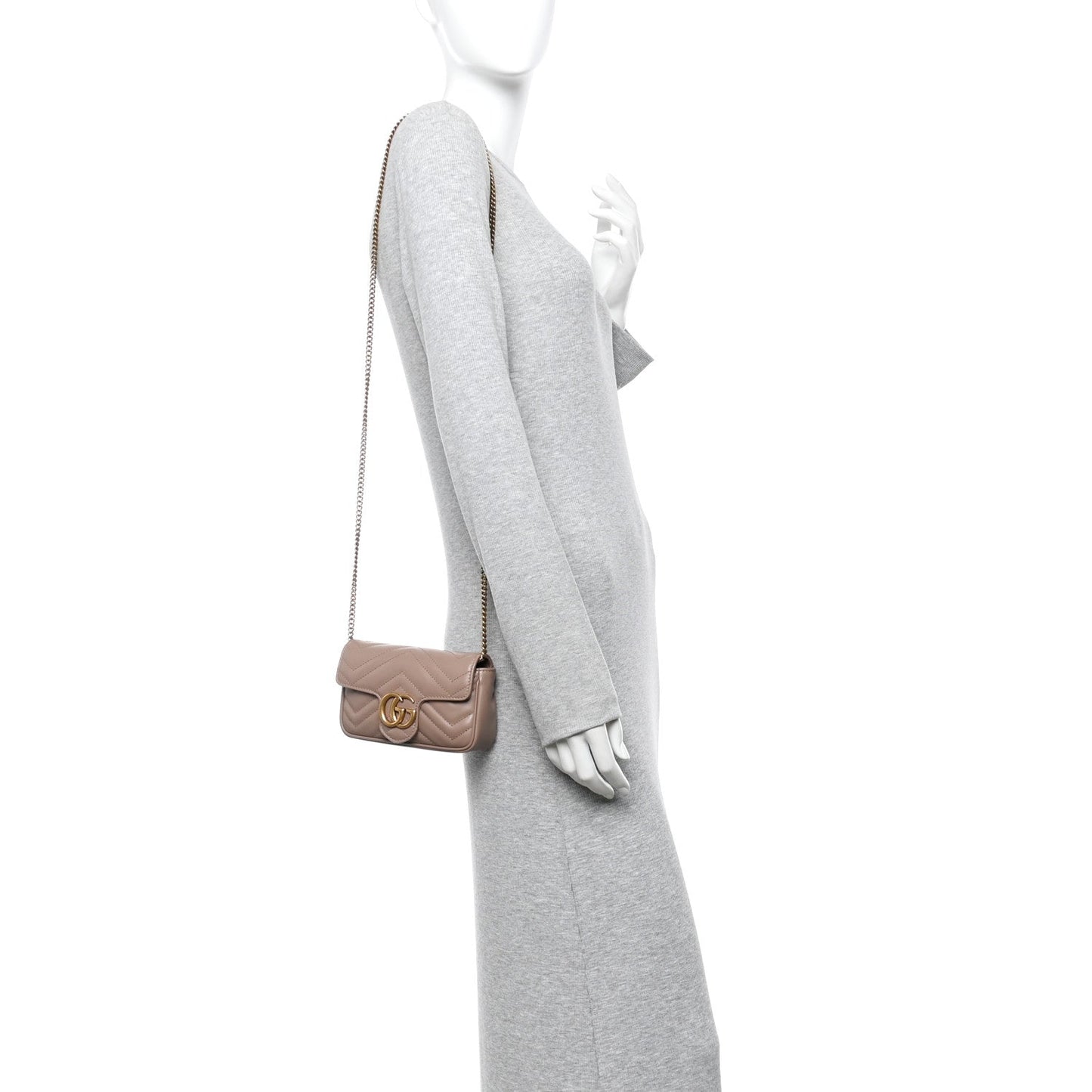 Calfskin Matelasse Super Mini GG Marmont Shoulder Bag Porcelain Rose
