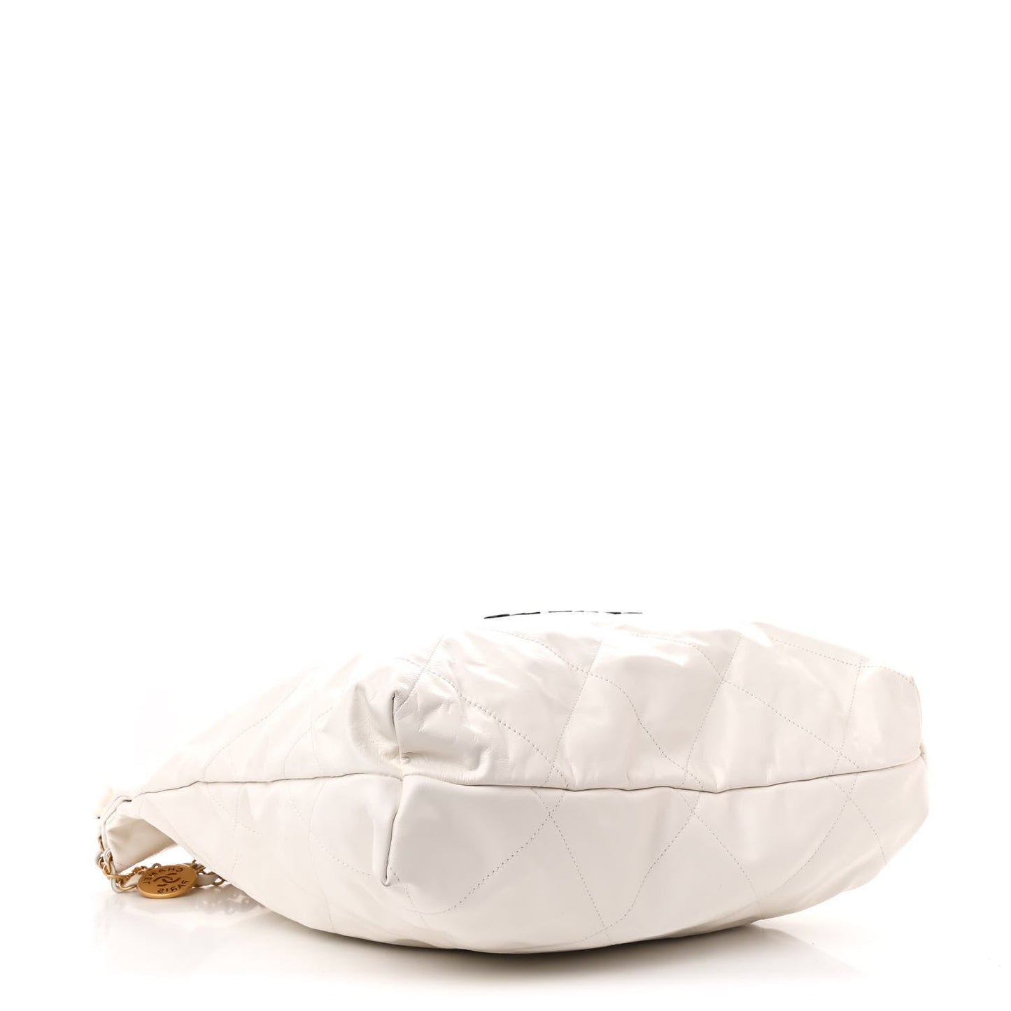 Shiny Calfskin Quilted Chanel 22 White Black