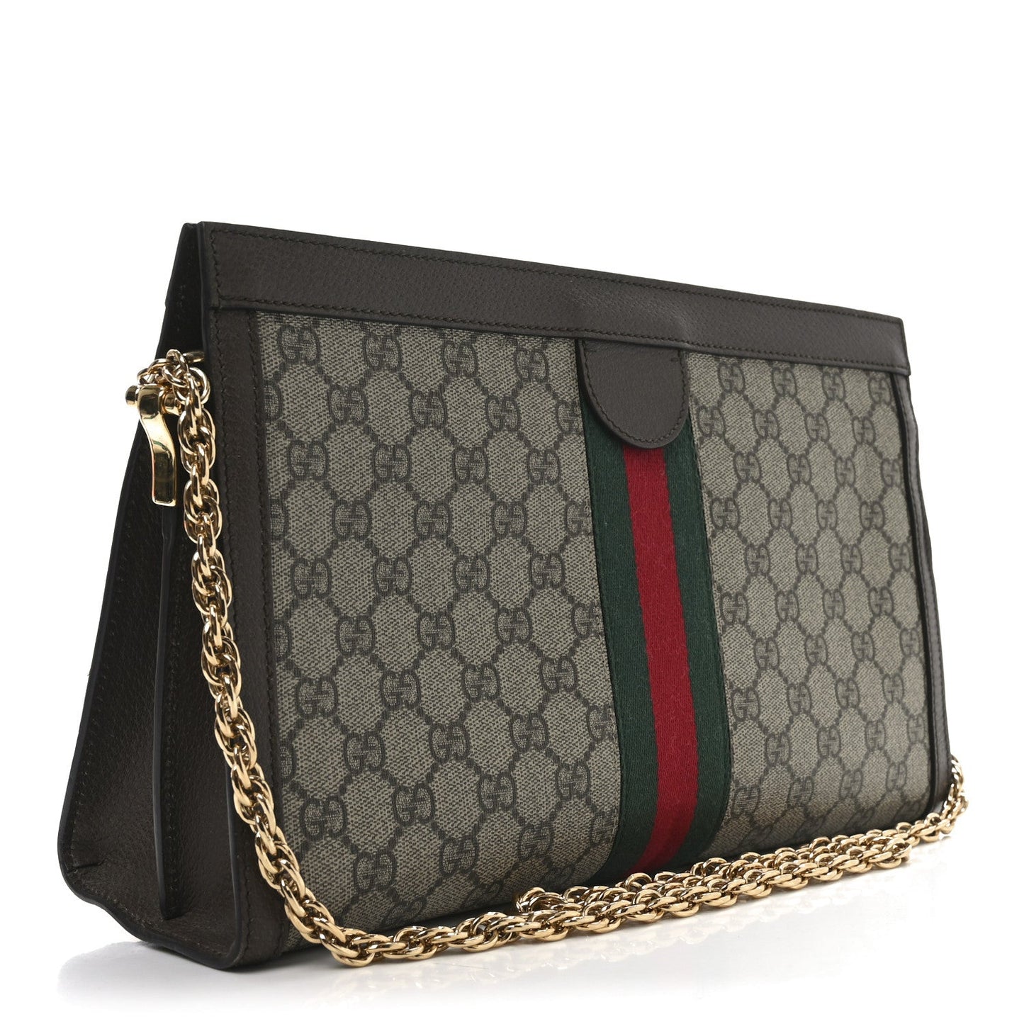 GG Supreme Monogram Web Medium Ophidia Chain Shoulder Bag Brown