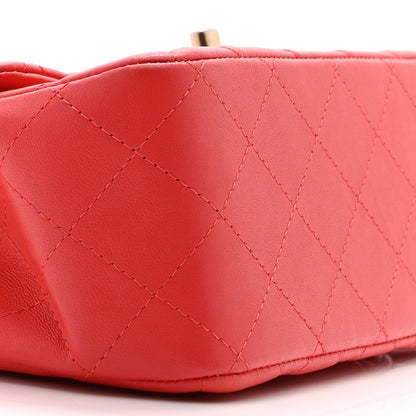 Lambskin Quilted Mini Square Flap Red