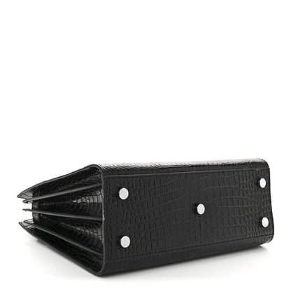 Calfskin Crocodile Embossed Baby Sac De Jour Black