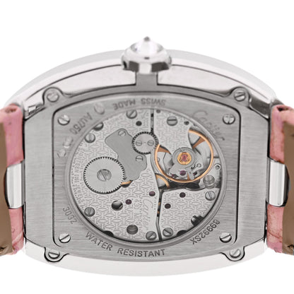 18K White Gold Alligator Diamond Bezel 33mm Baignoire Manual Winding Watch Pink