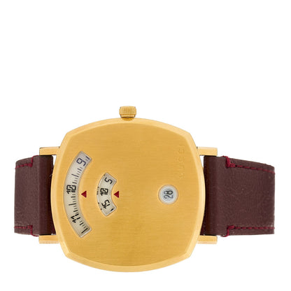 Stainless Steel Alligator 35mm Grip Quartz Watch Burgundy