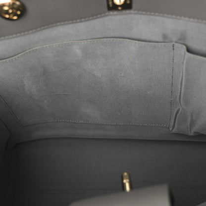 Calfskin Chevron Quilted Statement Shopping Tote Grey