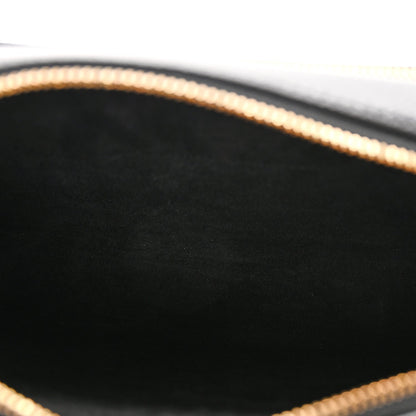 Grained Calfskin Caro Double Pouch Black
