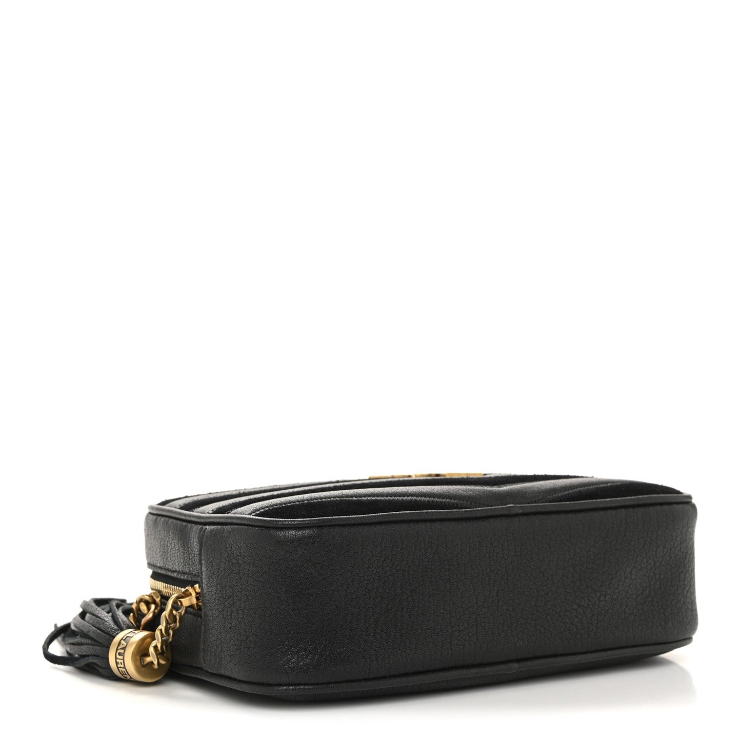 Calfskin Suede Matelasse Monogram Mini Lou Camera Bag Black