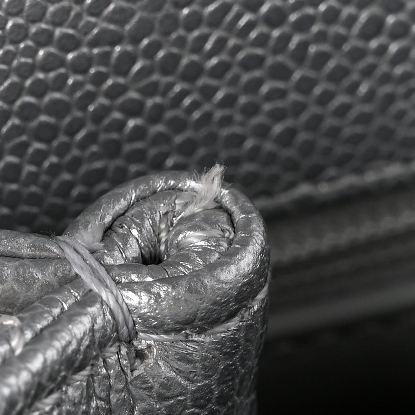 Metallic Caviar Quilted Mini Coco Handle Flap Silvery