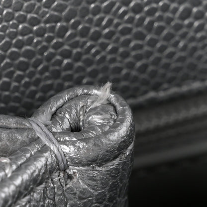 Metallic Caviar Quilted Mini Coco Handle Flap Silvery