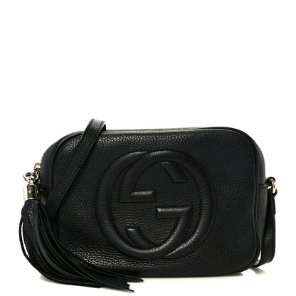 Pebbled Calfskin Small Soho Disco Bag Black