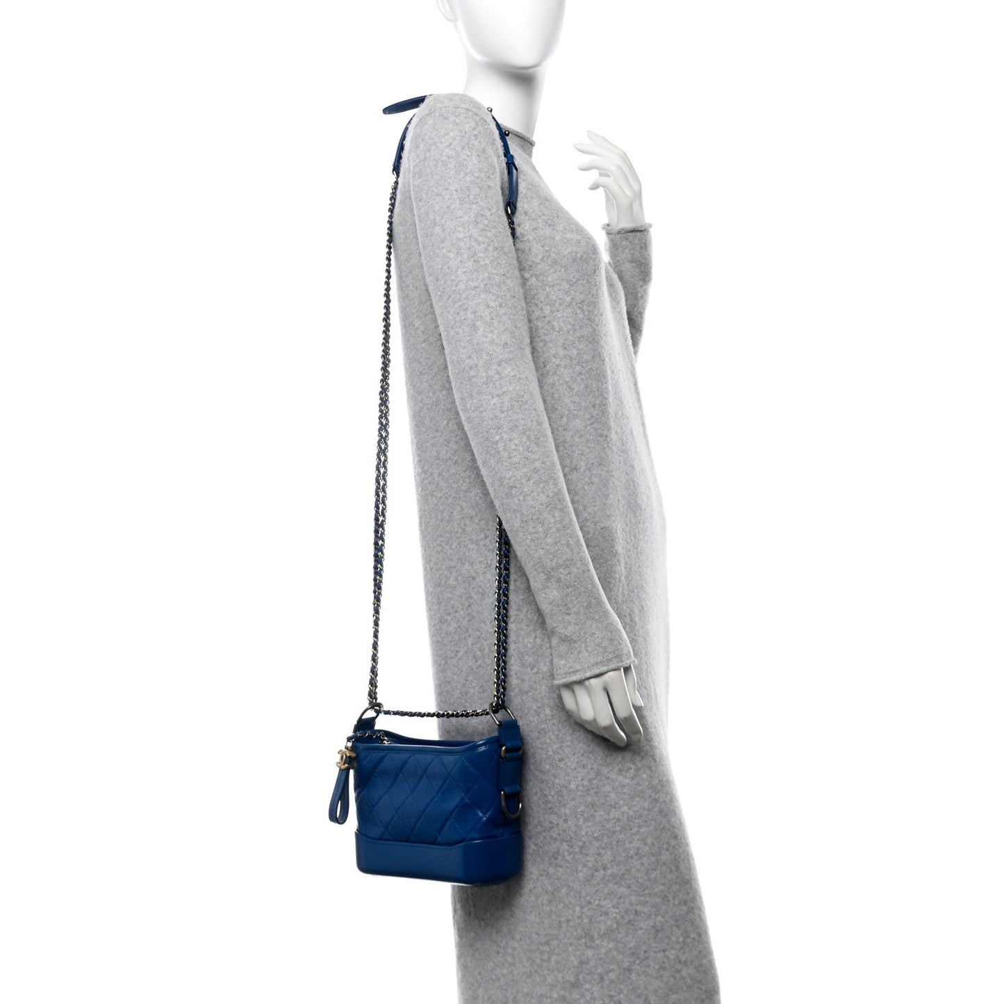 Aged Calfskin Quilted Small Gabrielle Hobo Blue
