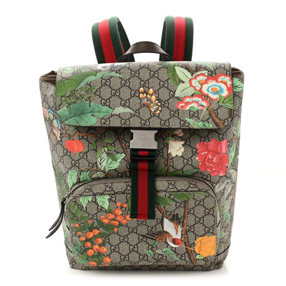 GG Supreme Monogram Tian Web Single Buckle Backpack Beige Multicolor New Acero