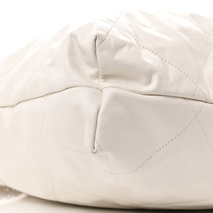 Shiny Calfskin Quilted Chanel 22 White Black