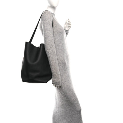 Grained Calfskin Medium N/S Hook Tote Black