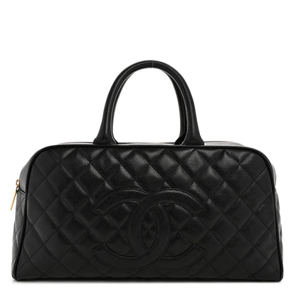 Caviar Quilted Large Bowler Black