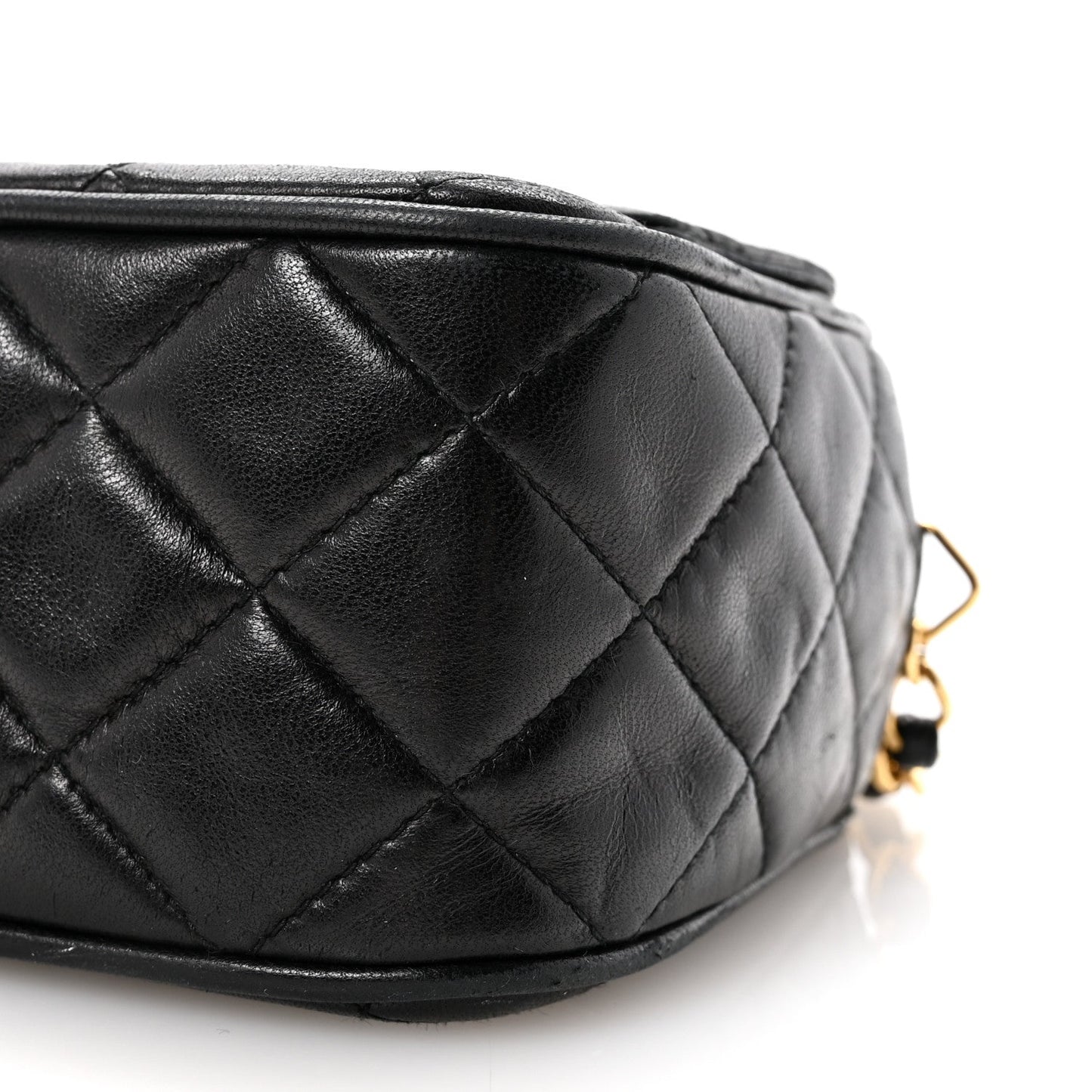 Lambskin Quilted Tassel Camera Case Black