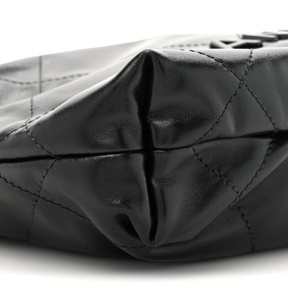 Shiny Calfskin Quilted Mini Chanel 22 So Black
