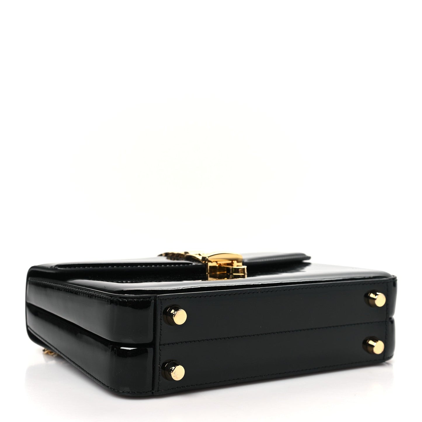 Mousse Top Patent Mini Sylvie 1969 Top Handle Bag Black