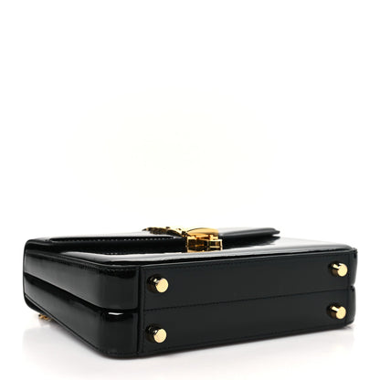 Mousse Top Patent Mini Sylvie 1969 Top Handle Bag Black
