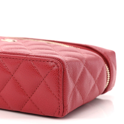 Caviar Quilted Top Handle Slim Vanity With Chain Red