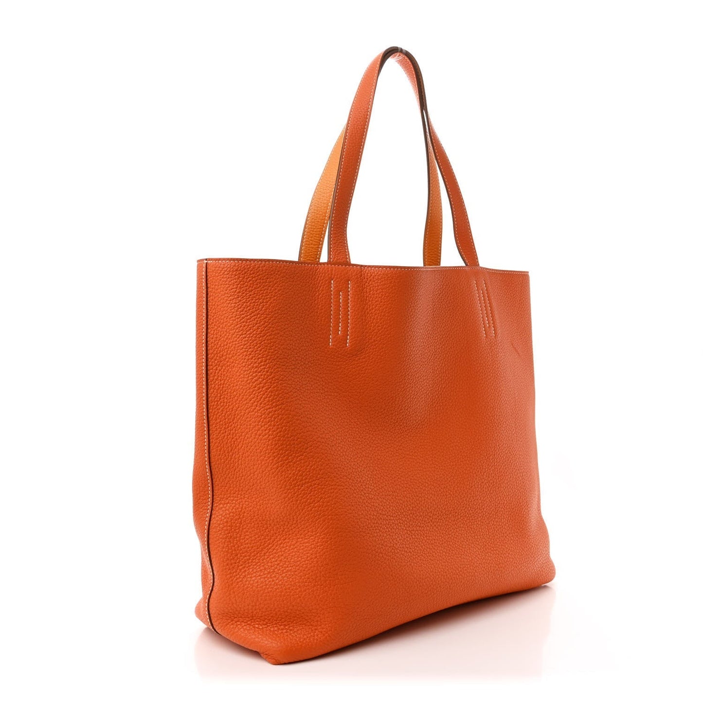 Taurillon Clemence Double Sens 36 Reversible Tote Moutarde Orange