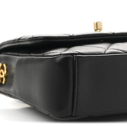 Lambskin Quilted Mini Side Note Flap Black