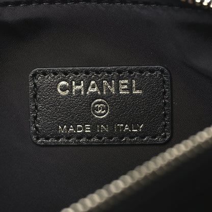 Velvet Effect Nylon Shiny Crumpled Calfskin Quilted Chanel 25 Clutch With Chain Black